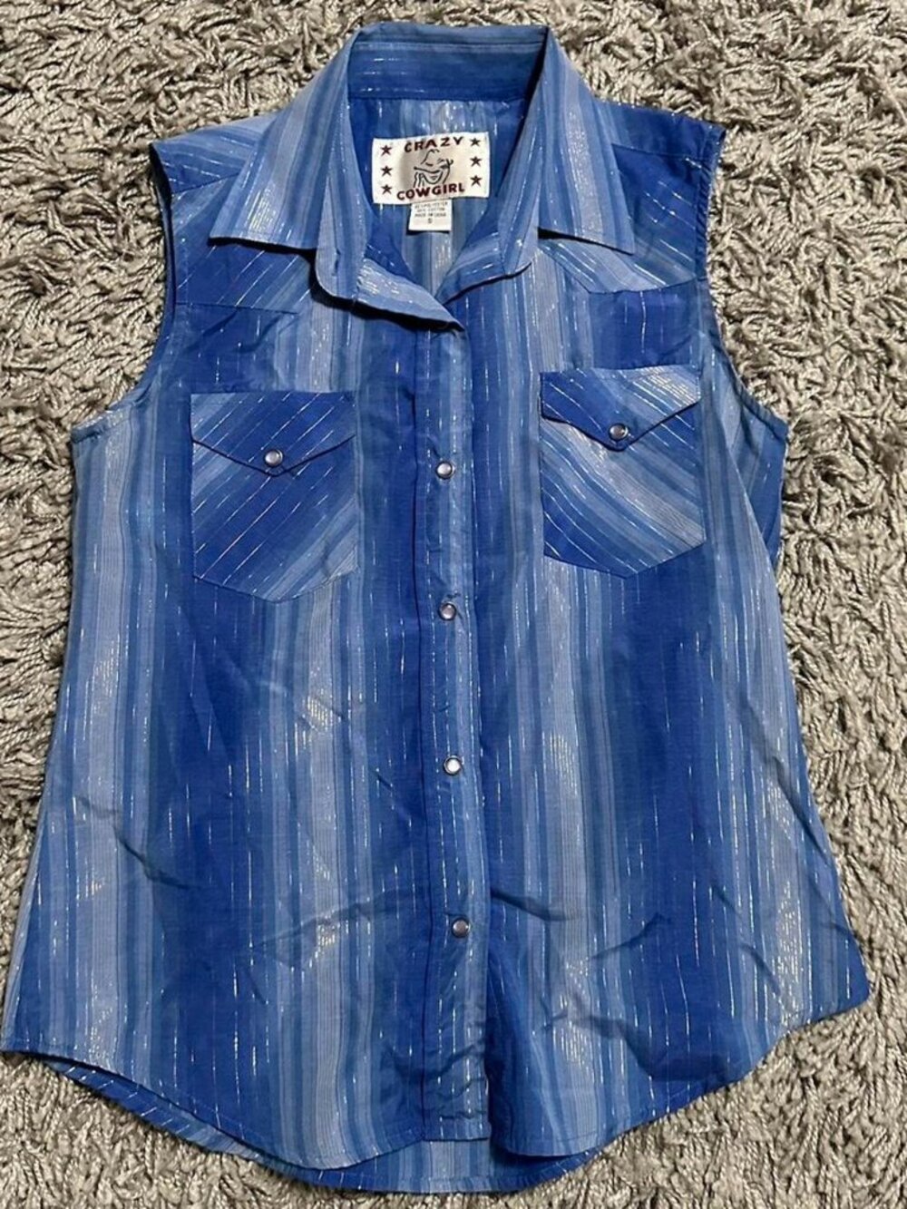 Vintage Crazy Cowgirl Western Pearl Snap Tank Size S